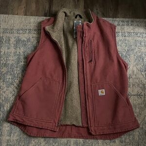 Carhartt Brick Red Vest with Fleece Lining